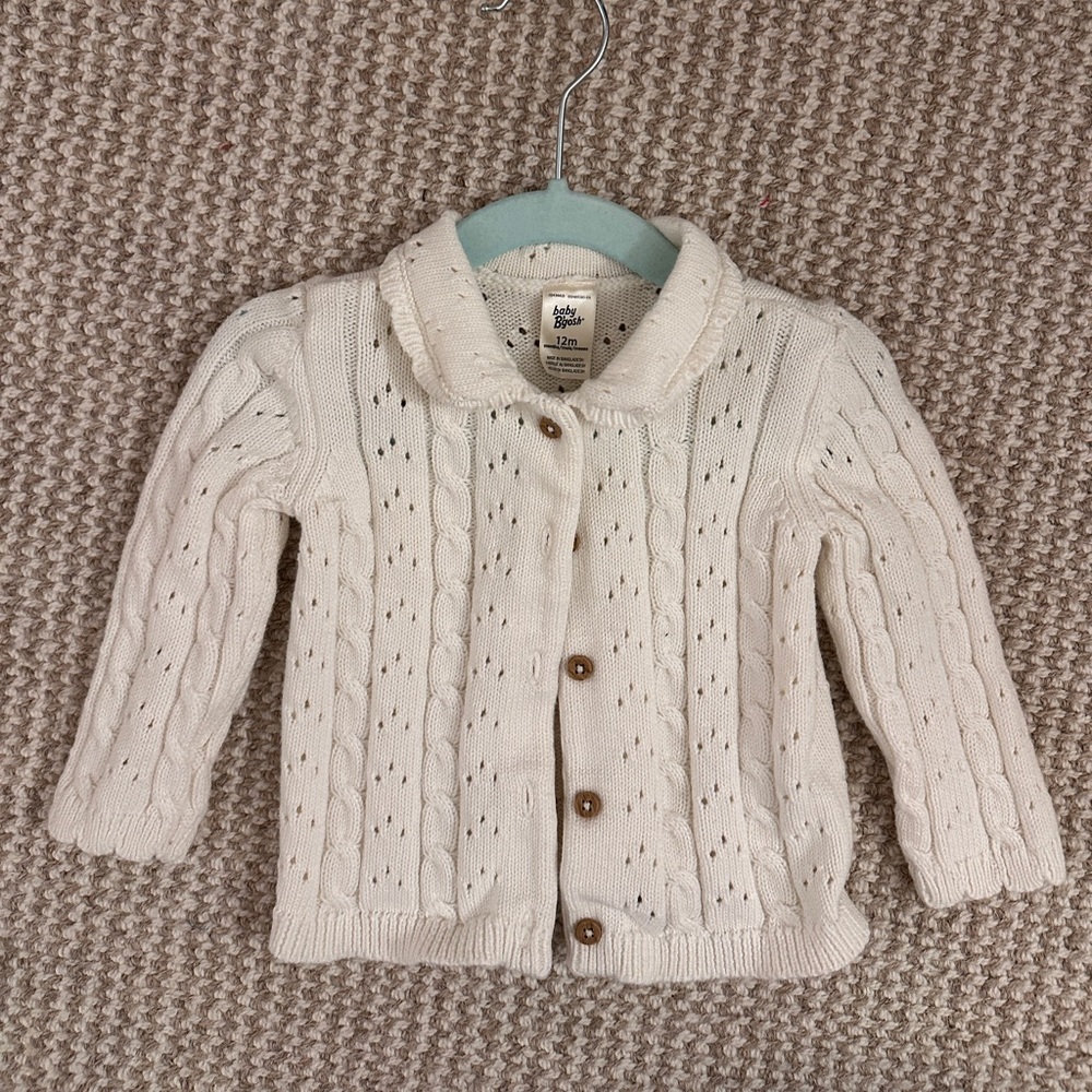OshKosh B'gosh Cream Cable Knit Cardigan